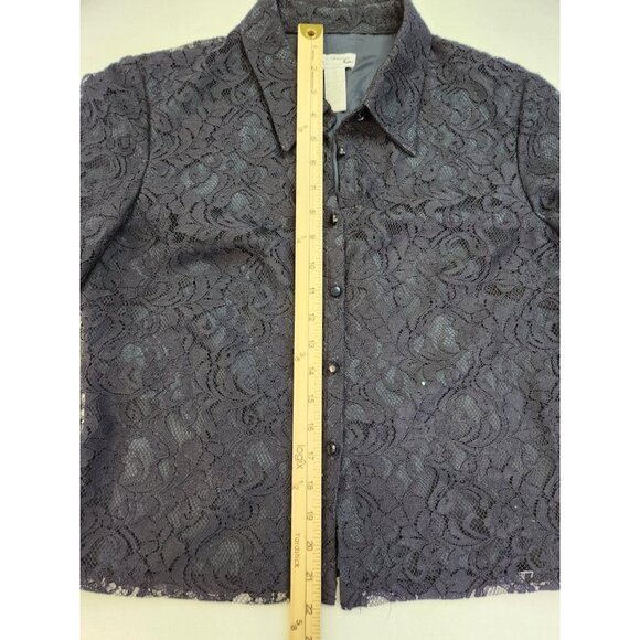 Address Maggy Blazer Jacket Women 10 Navy Lace 3/4 Sleeve Button up Lined Floral - Picture 3 of 9